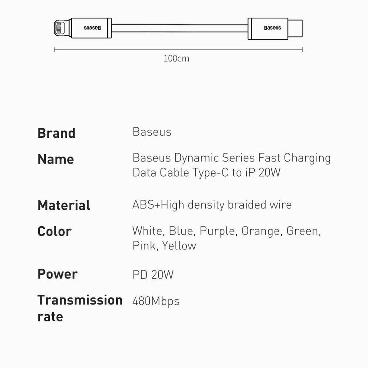 Dynamic Series Cable USB-C to Lightning 1m