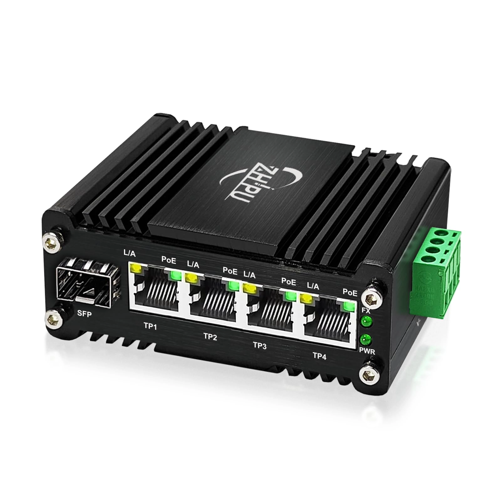 Yuejin 1 SFP+4 RJ45 - 12~48VDC 30W 4 IEEE802.3af/at 10/100/1000Mbps 120W