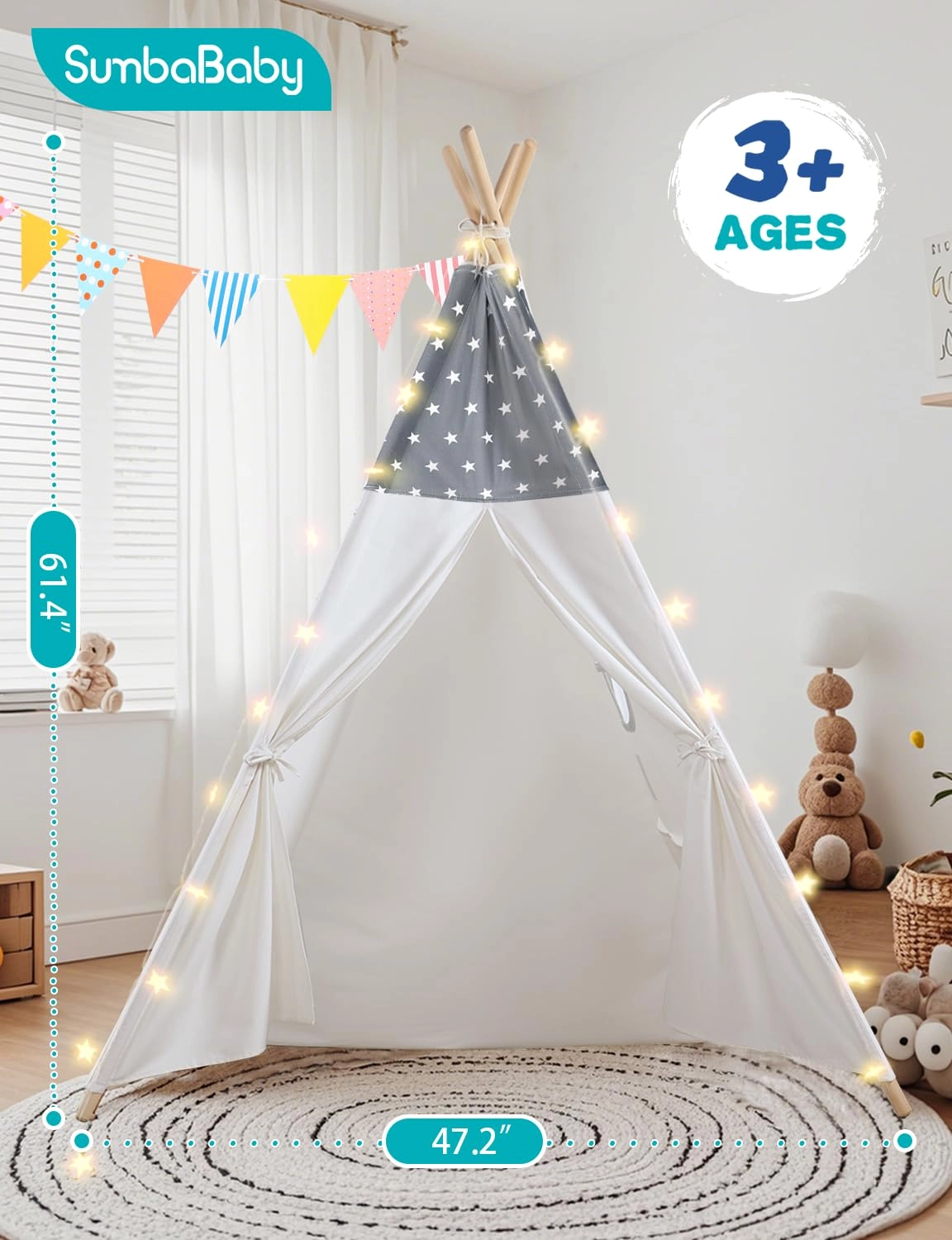 Teepee Tent - Large 47 x 47 x 61 inches