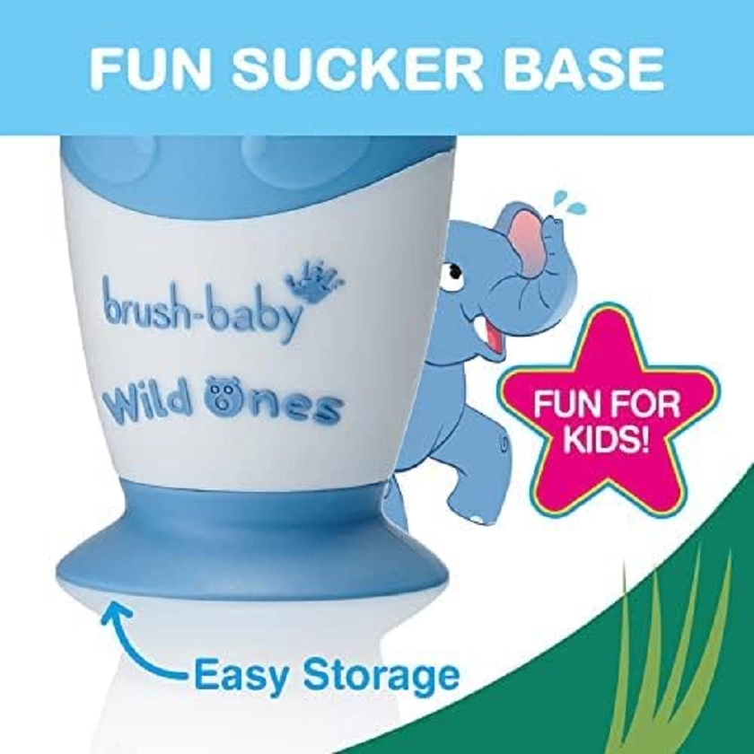 Kids Electric Rechargeable Toothbrush - Elephant 3 Brush Heads USB Charging