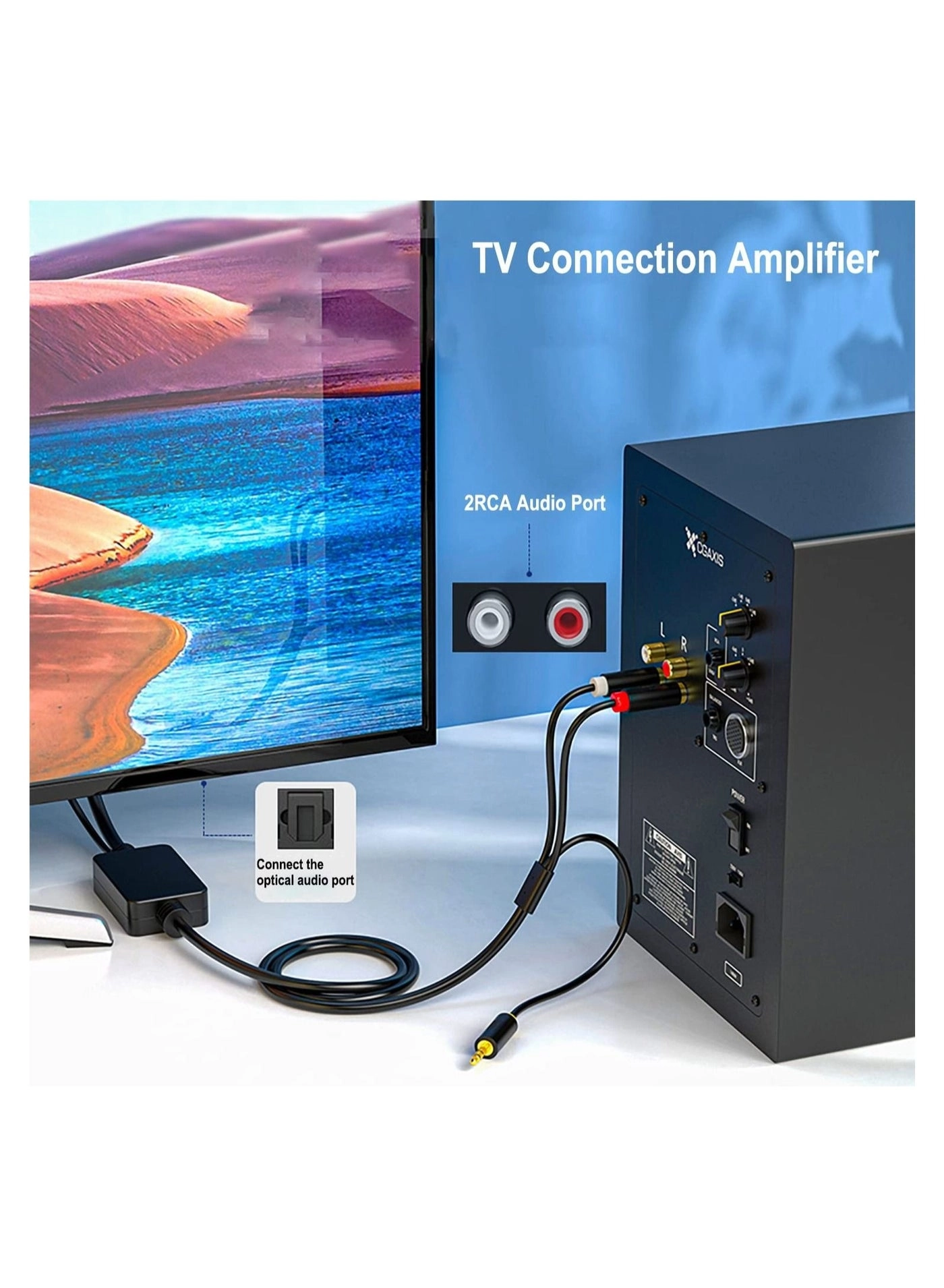 Digital Fiber Optical to Analog 2RCA +3.5mm Jack Stereo Audio Cable - 3 meters