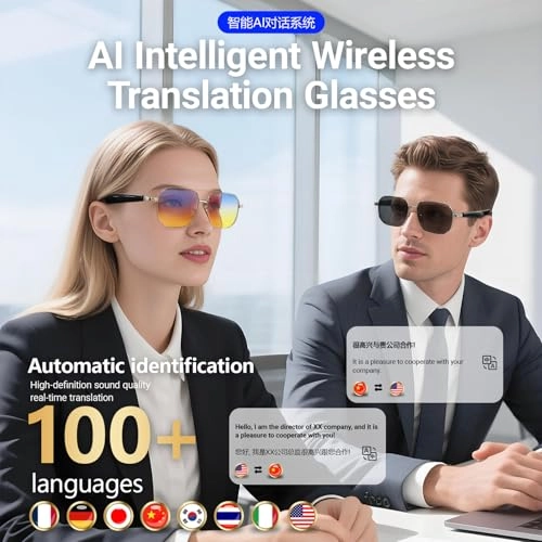 Smart Translation Glasses - Real-Time 100+ Languages Wireless Open-Ear