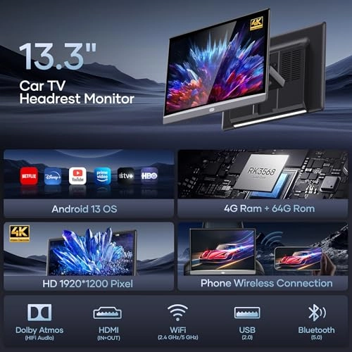Headrest Monitor - 4K 13.3"