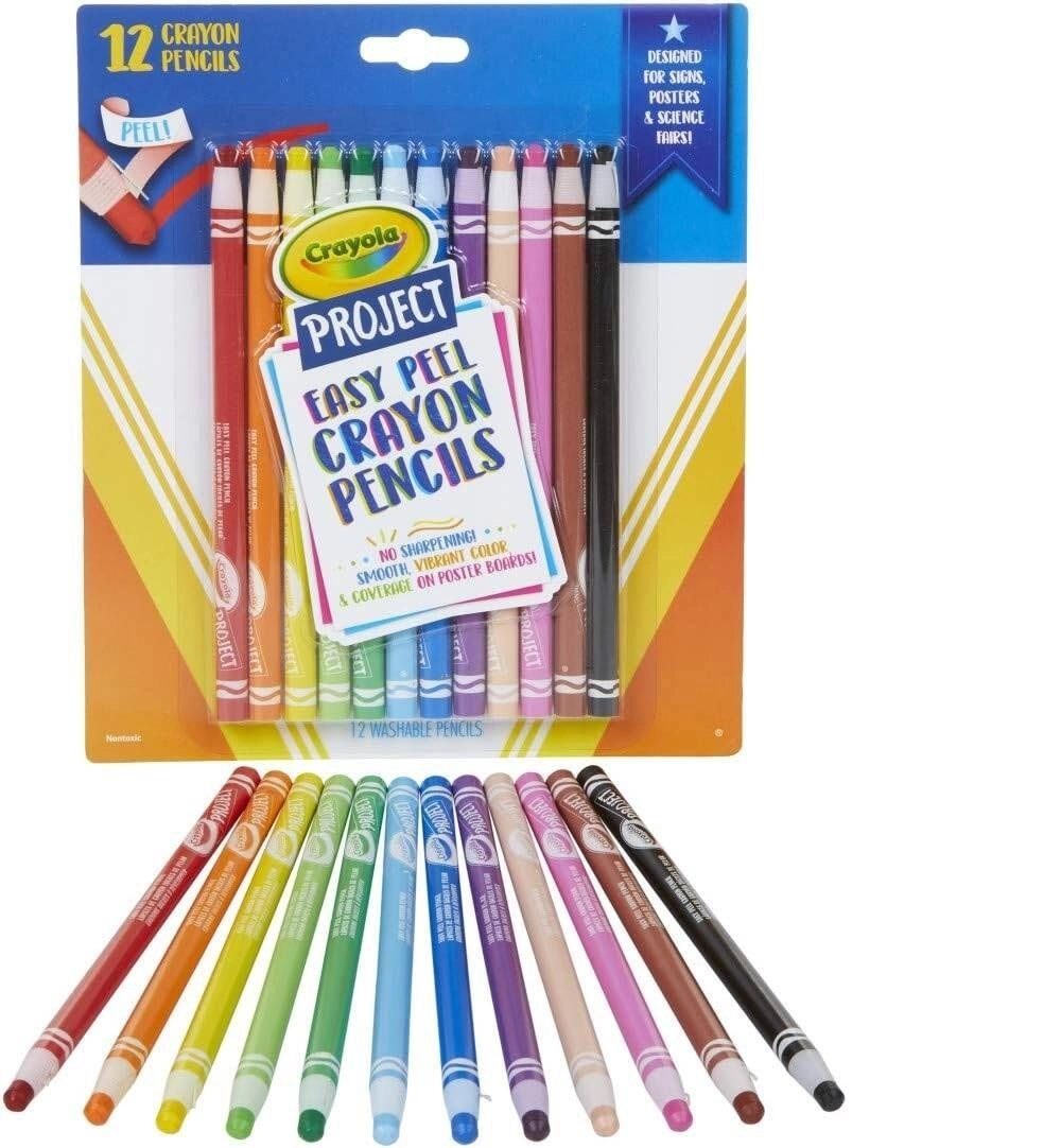 Crayola Easy Peel Crayon Pencils - 12pcs