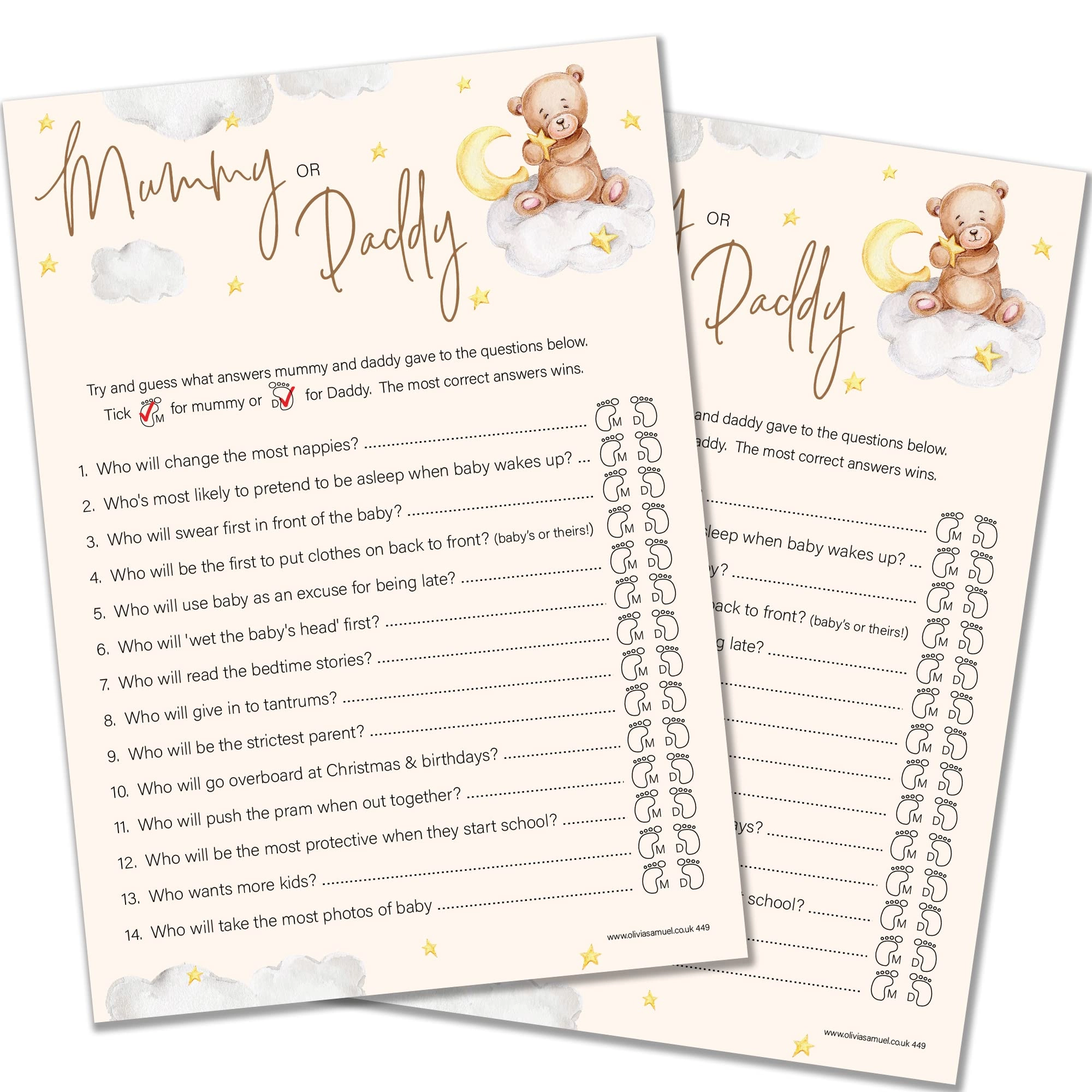 Olivia Samuel Mummy or Daddy Baby Shower Game - 20