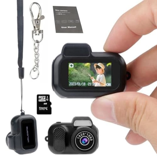 Gsnagole Keychain Camera, World's Smallest 1080P Hd Mini Camera llavero,Keychain Photo/Video Camera, Retro Portable Mini，100 Mins Battery Life, for Students, Kids (16G)