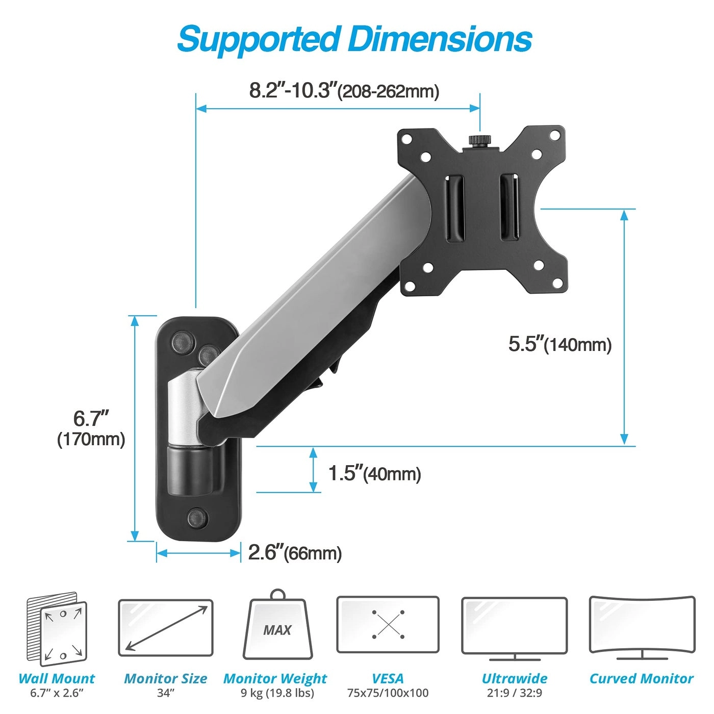 1332 Monitor Wall Mount - Single 32 inch 100x100mm