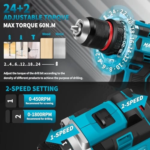 Cordless Drill Tool Set - 2.0Ah 21V