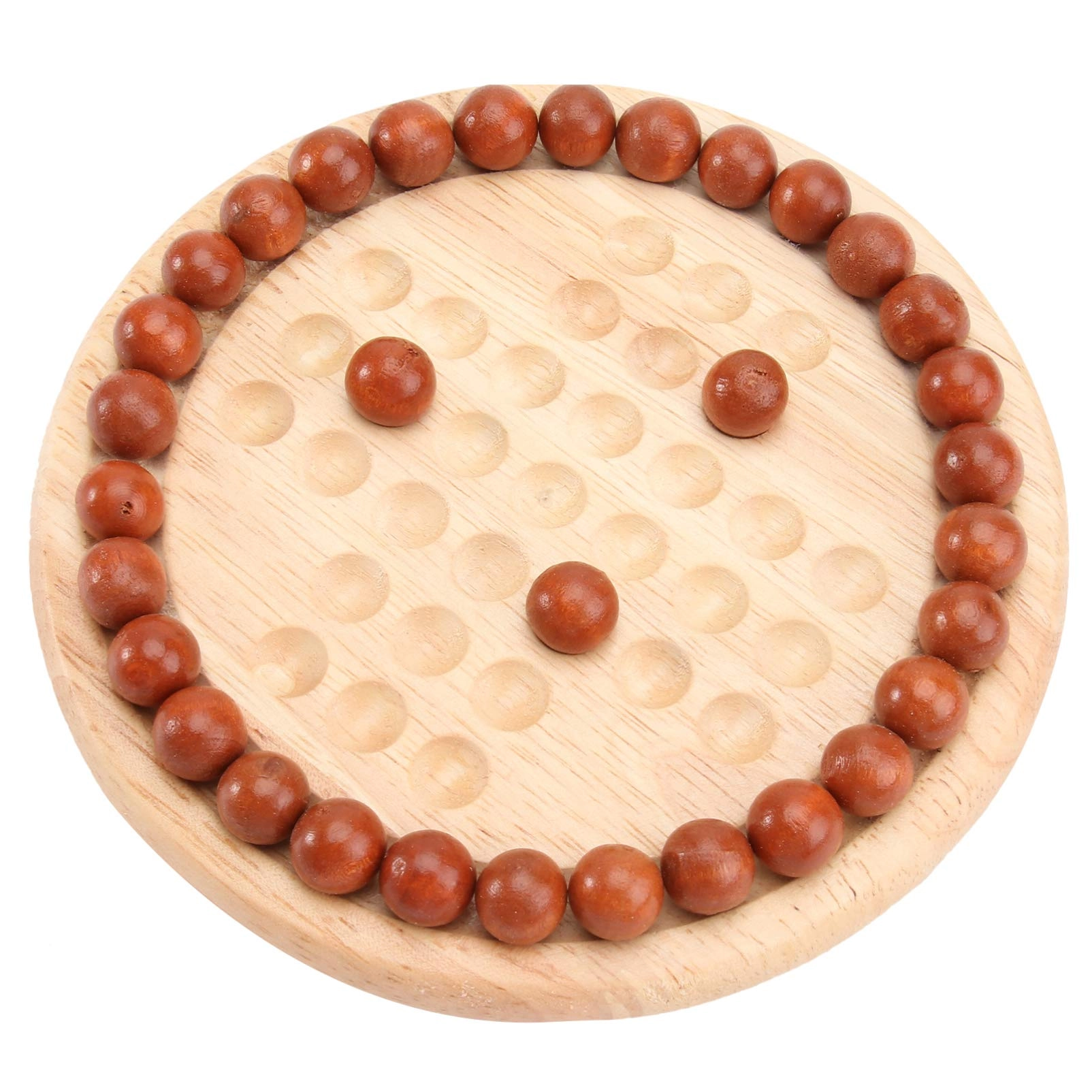 NEDOUK Wooden Marble Solitaire Board - 14x14x2.8 cm 1 player