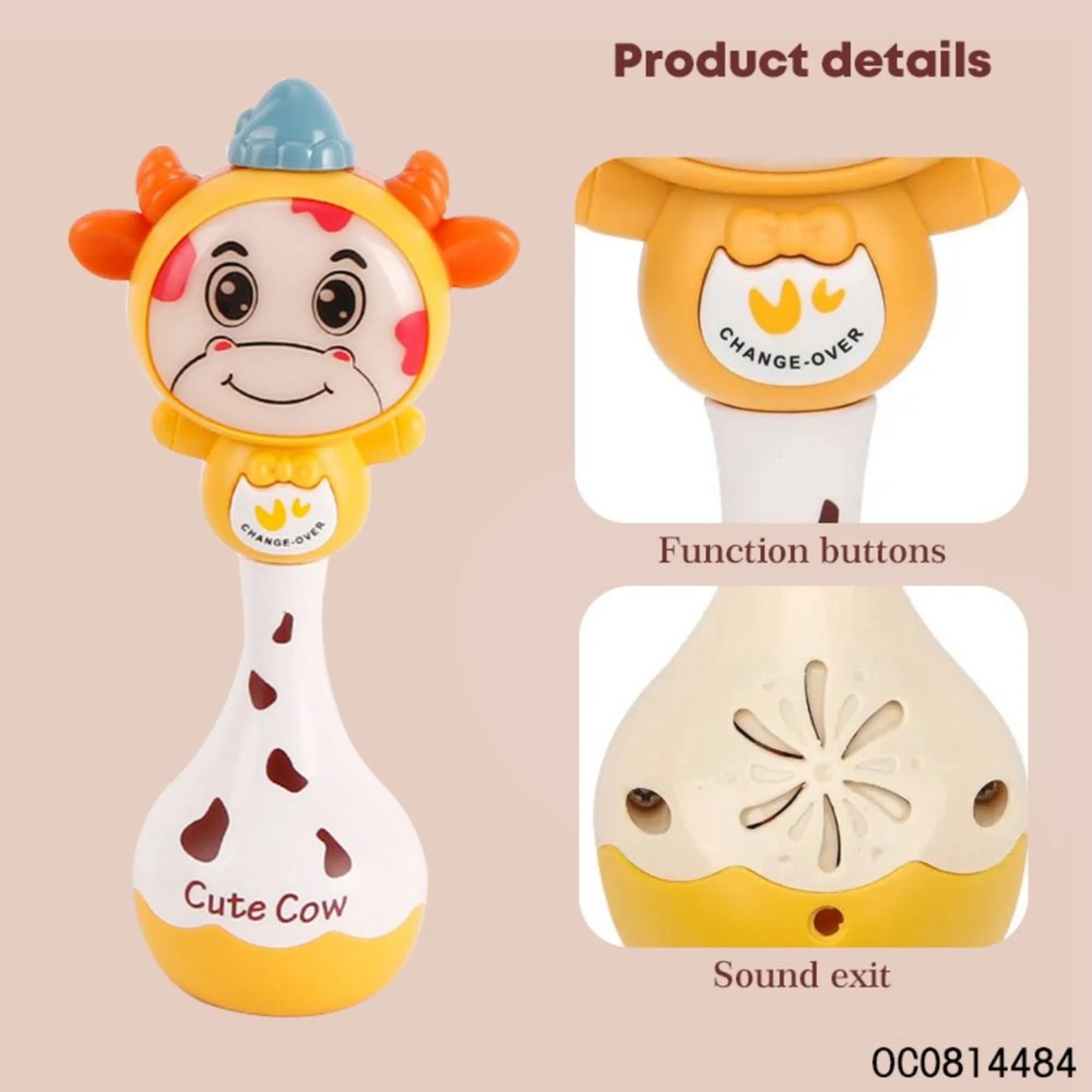 Baby Musical Rattle Toy - Suitable for 12 months and above Cute Cow
