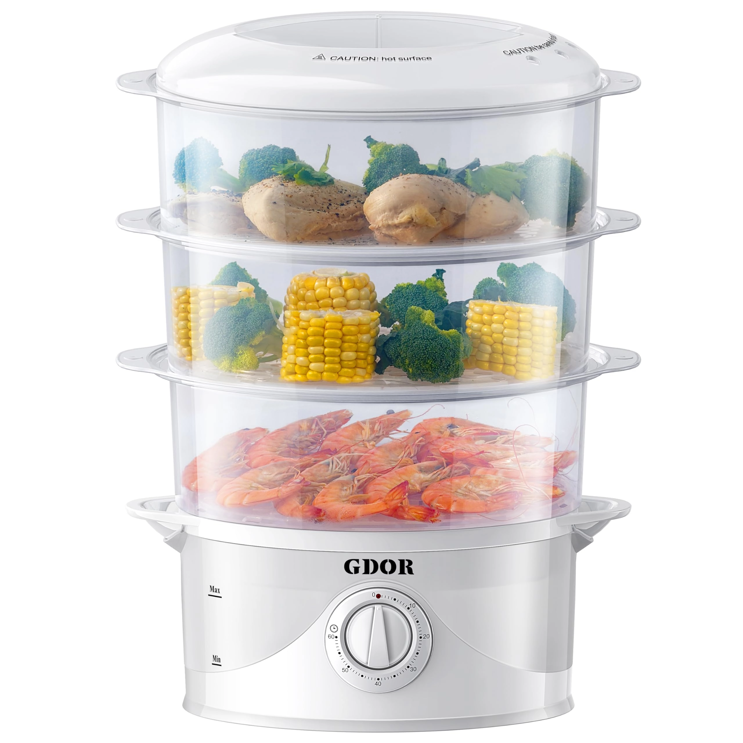 GDOR 3 Tier Electric Food Steamer - 9.6 Quarts