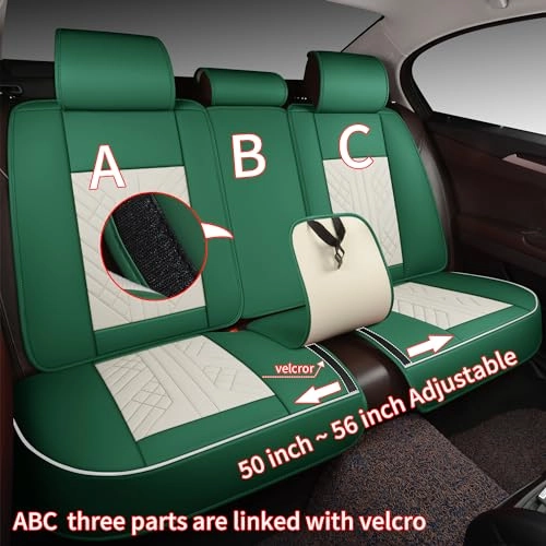 Bench Seat Cover - Universal Fit Faux Leather Black with Red Strip