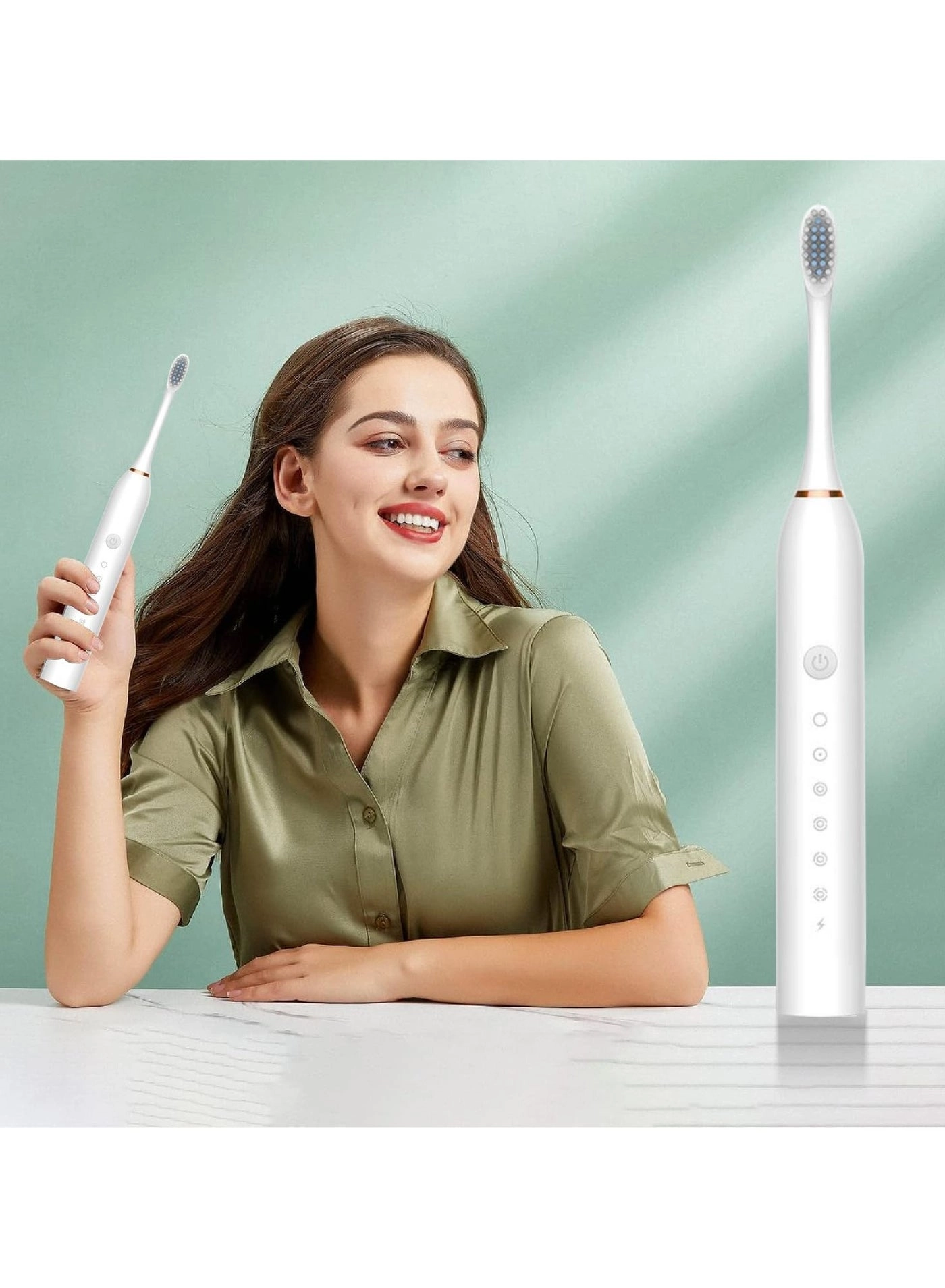 Sonic Electric Toothbrush - USB Rechargeable 4 Brush Heads 6 Cleaning Modes