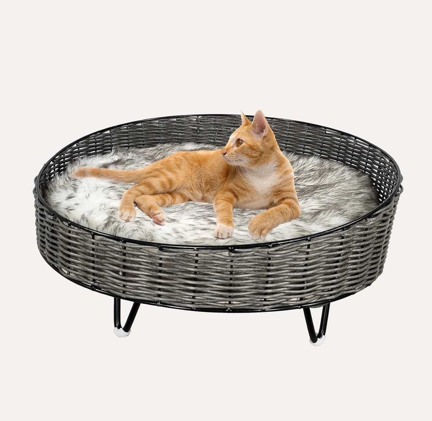 NNC PETS Handwoven rattan pet calming bed - double polyester