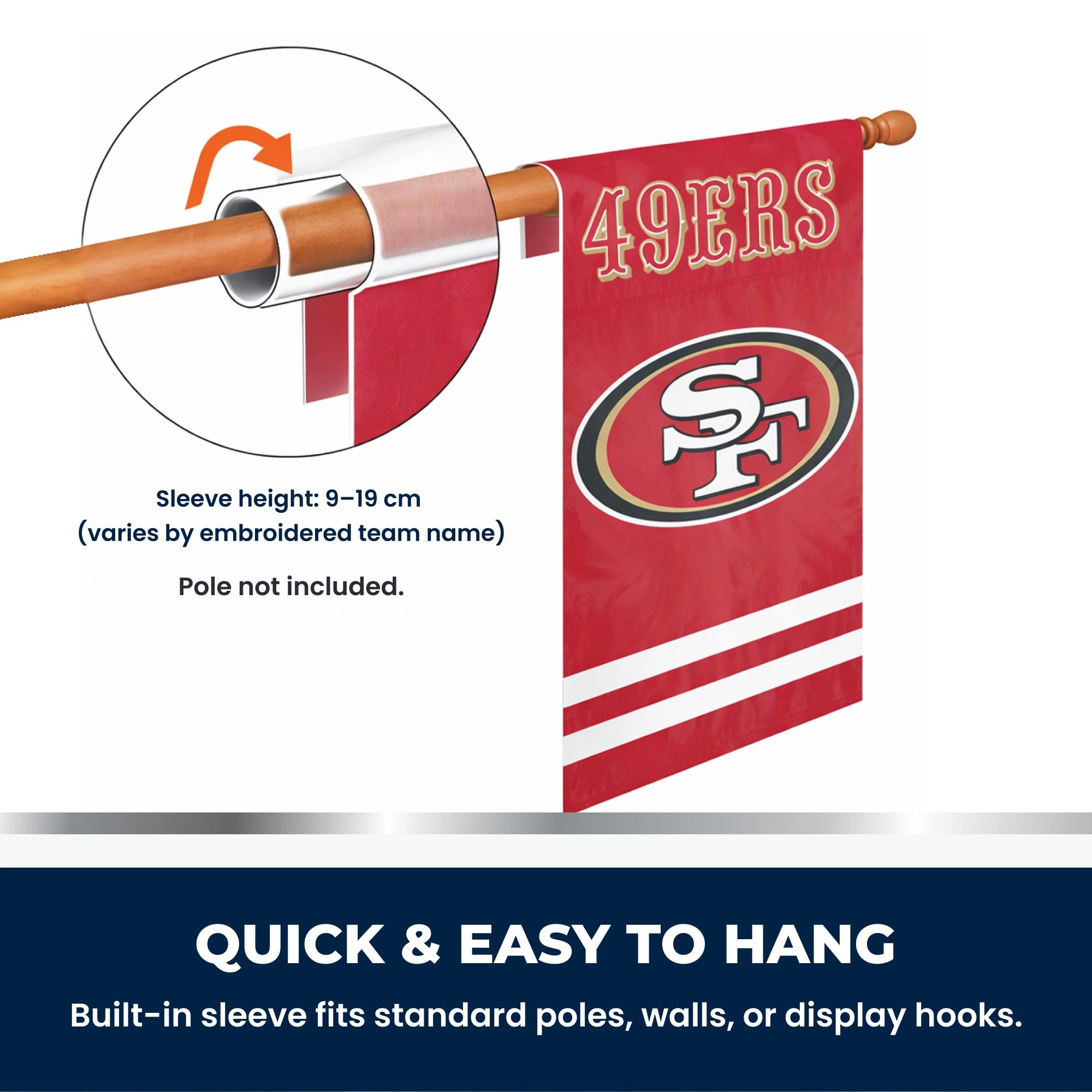 San Francisco 49ers Applique Banner Flag - 1 Game Day, Outdoor Events, Sports & Tailgating