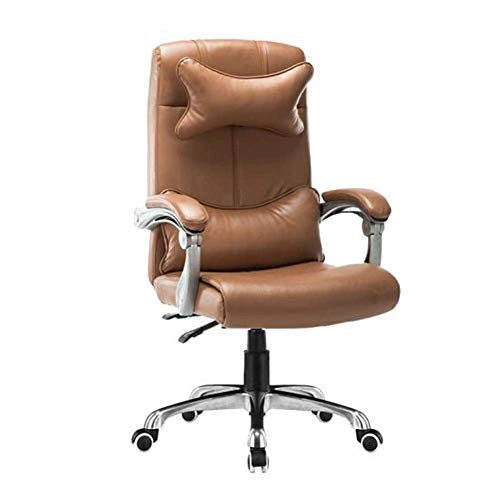 Desk Chair - PU Leather Brown High Back