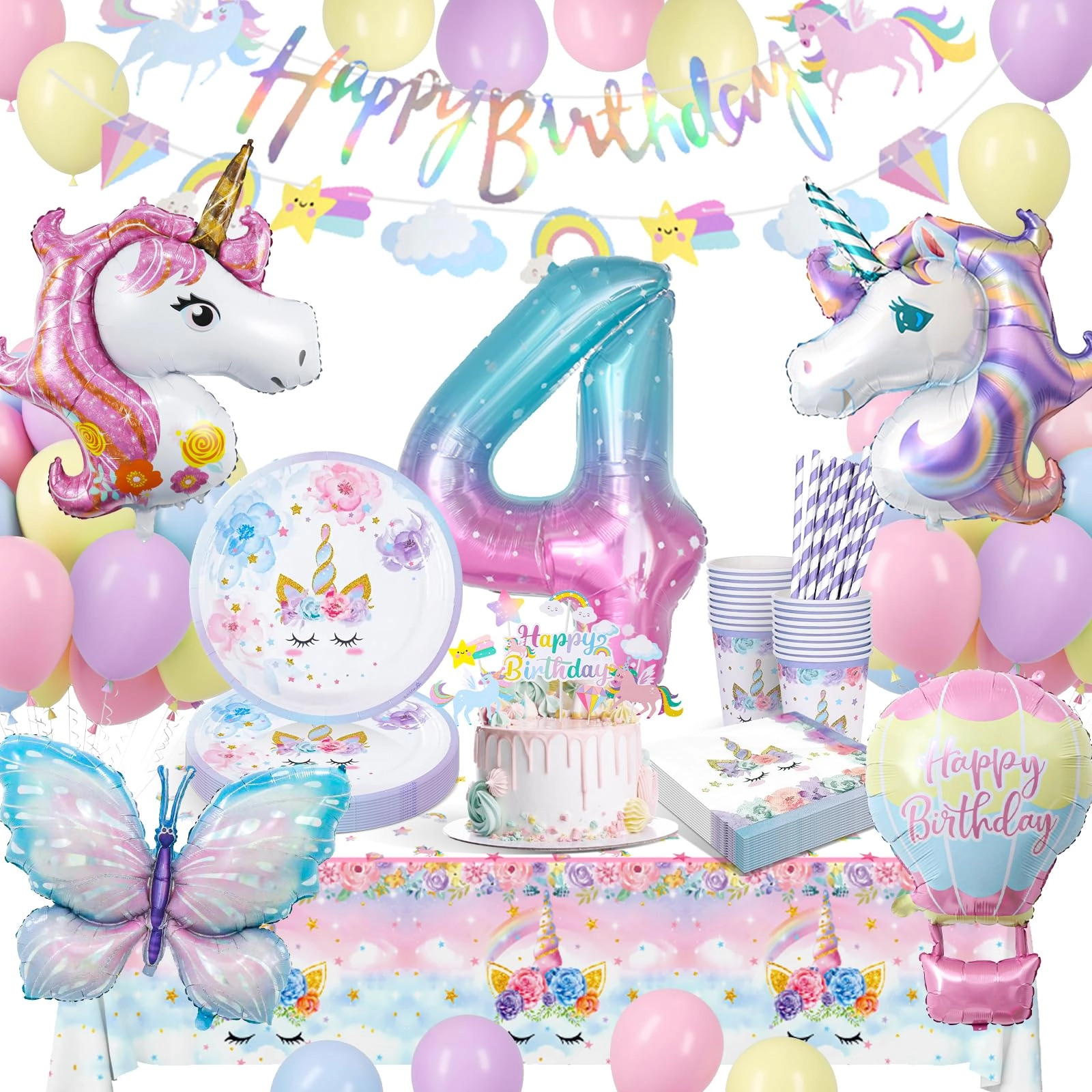 Unicorn Party Decorations - 16 Guests Birthday