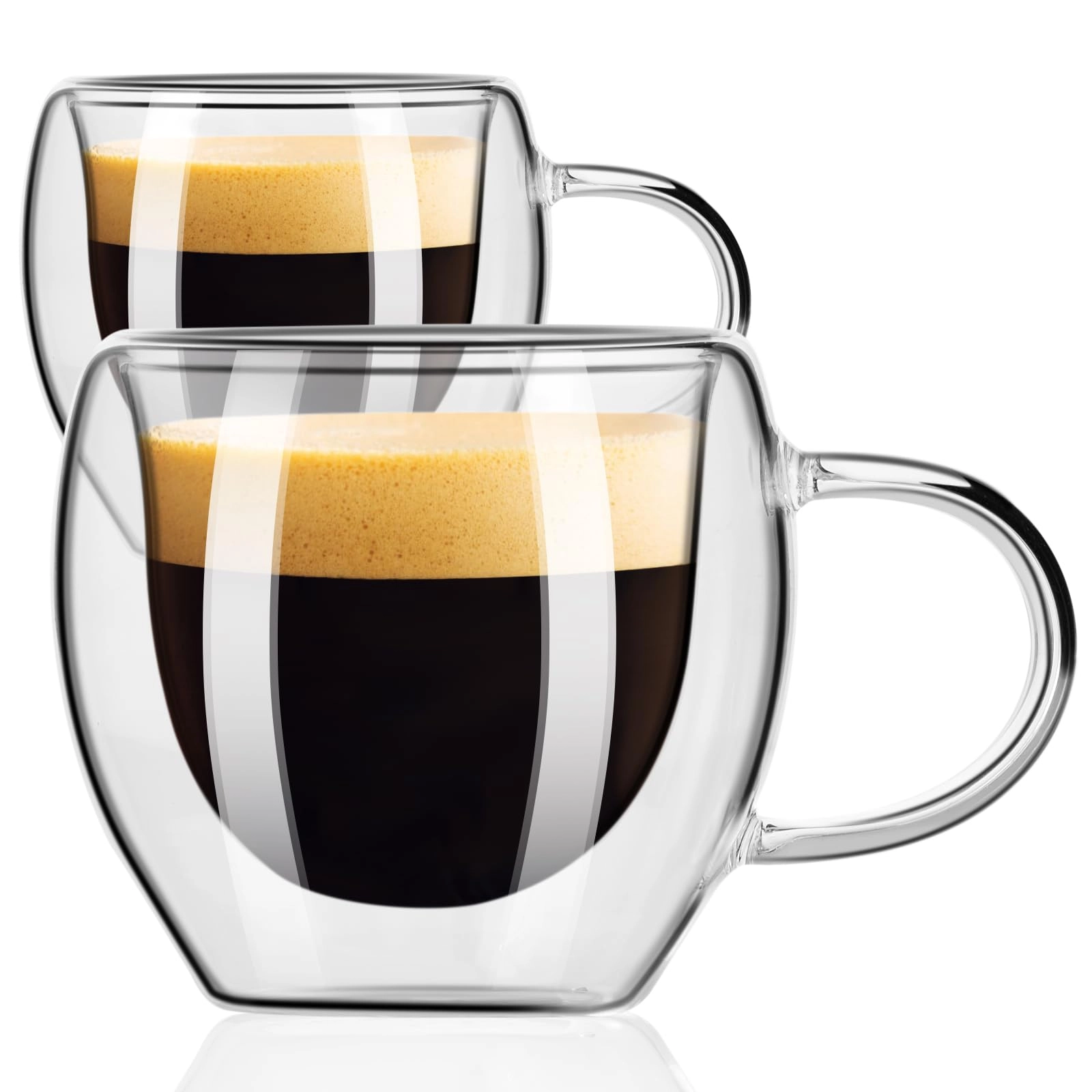 PARACITY Espresso Cups - 2 pcs Double Wall Insulated Glass