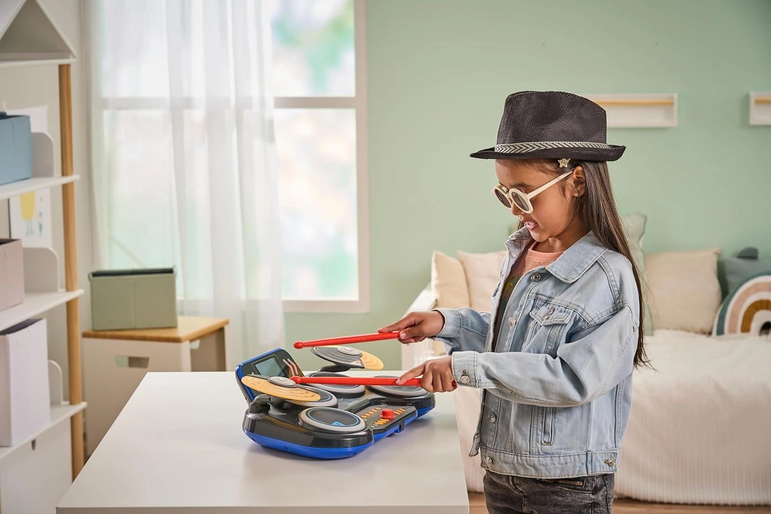 10-In-1 Kidi Light-Up DJ Drums Kit With Bluetooth - 25+ songs Suitable for 5 years & above