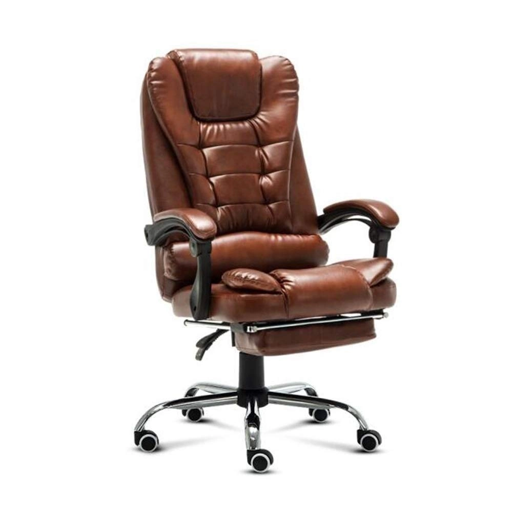 Desk Chair - PU Leather Brown High Back