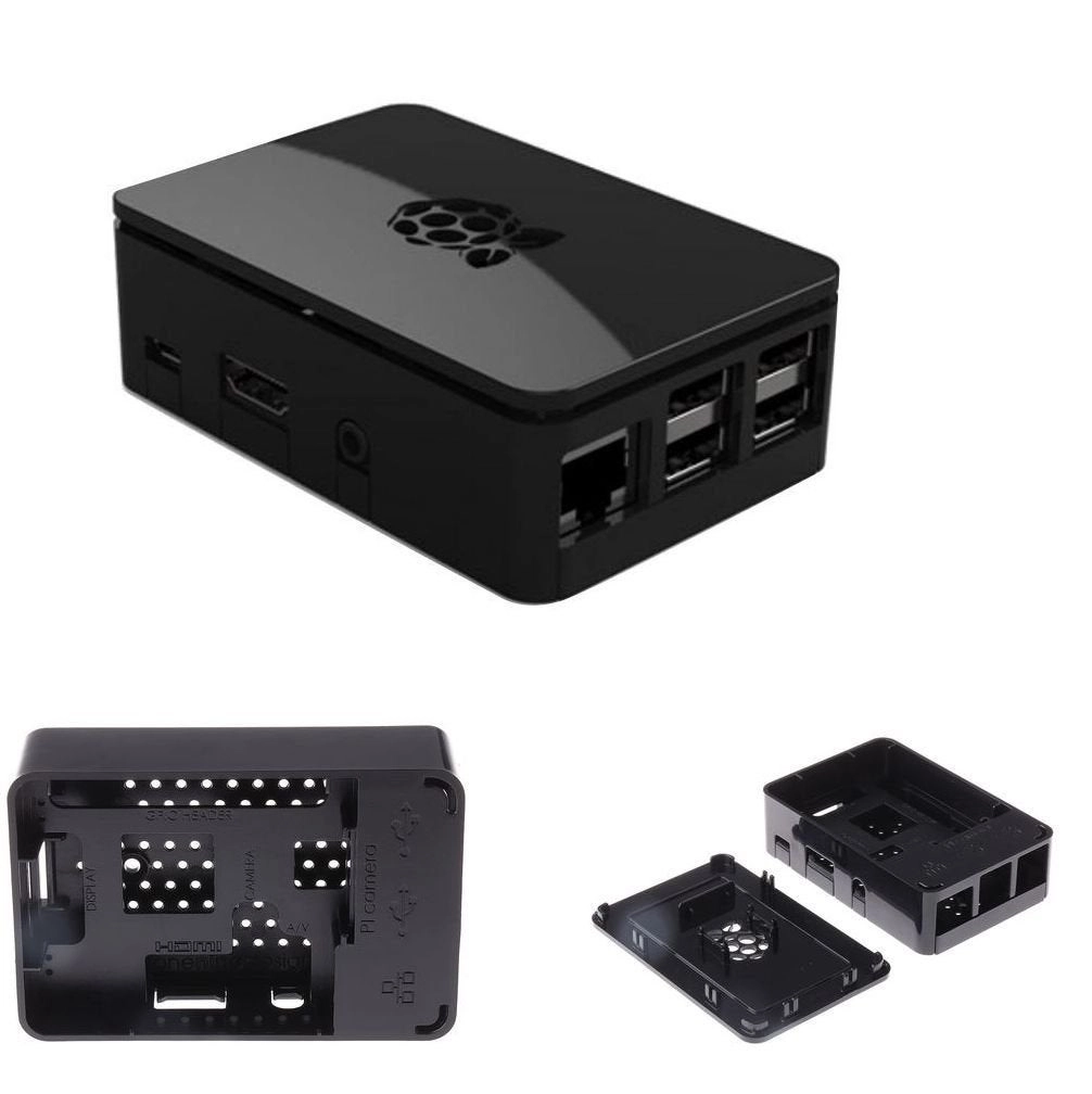 Protective Case for Raspberry Pi Model B/2/3 - 3pcs Aluminum Heatsink Black