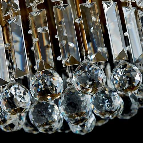 Crystal Chandelier - D30 x H24 cm E14 Socket 3 Bulbs Gold Finish
