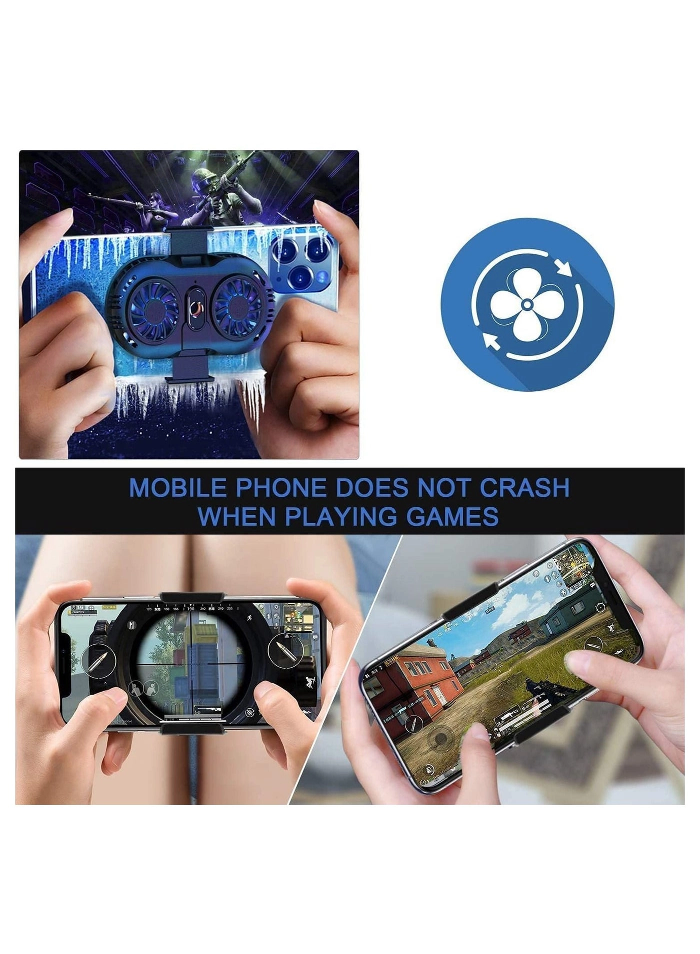 Phone Cooler Fan - Game Pad Holder Dual Semiconductor Cooling USB