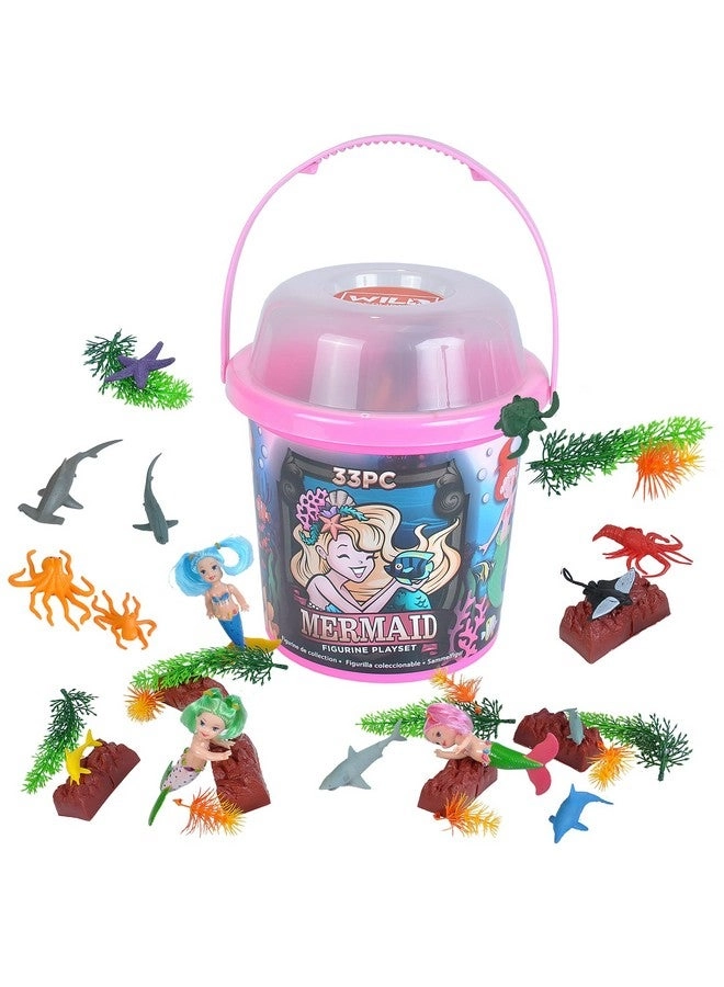 Wild Republic Mermaid Figurines - Toy Bucket 33-Pieces