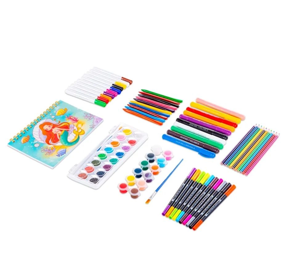 Art Supplies Carrying Case - 82 Pcs colored pencils crayons watercolors markers