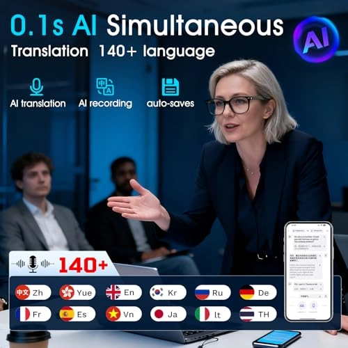AI Translation Glasses - 140+ Languages Bluetooth Built-in Mic & Speaker