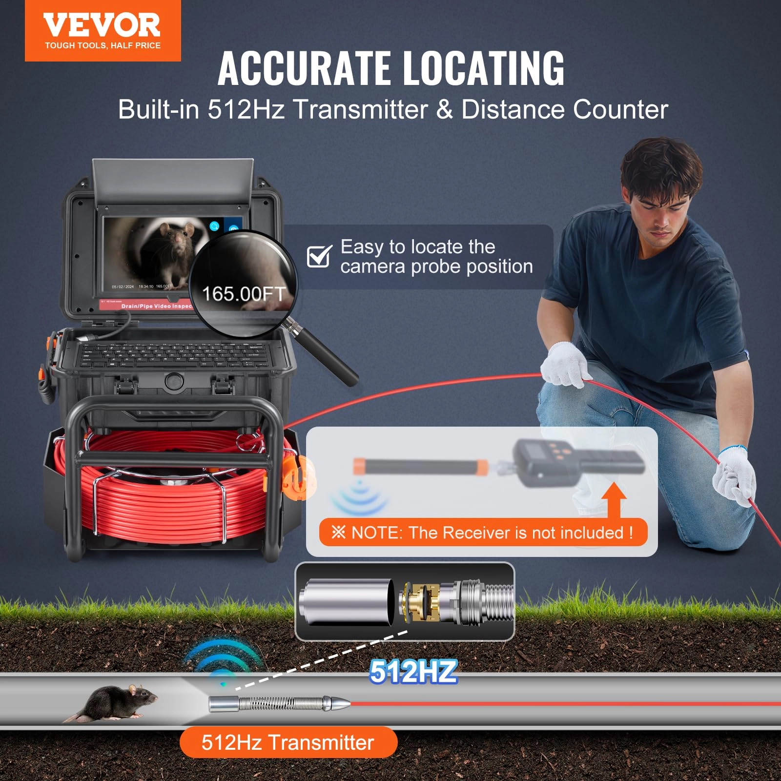 Sewer Camera - 165 ft/50m 0.9-inch