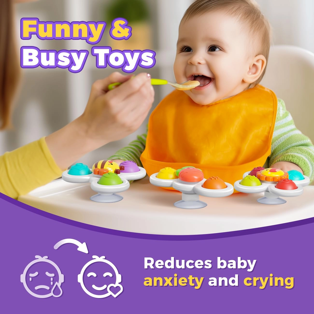 TWM - 3PCS Pop Suction Cup Spinner Toys Colorful