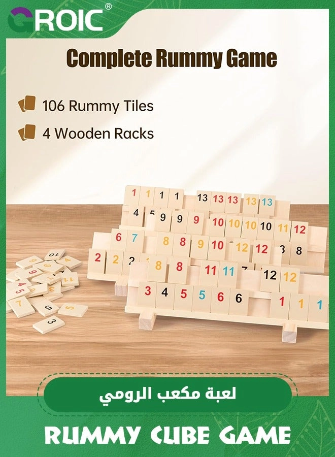 Rummy Cube - Wood 106 Tiles 4 Racks