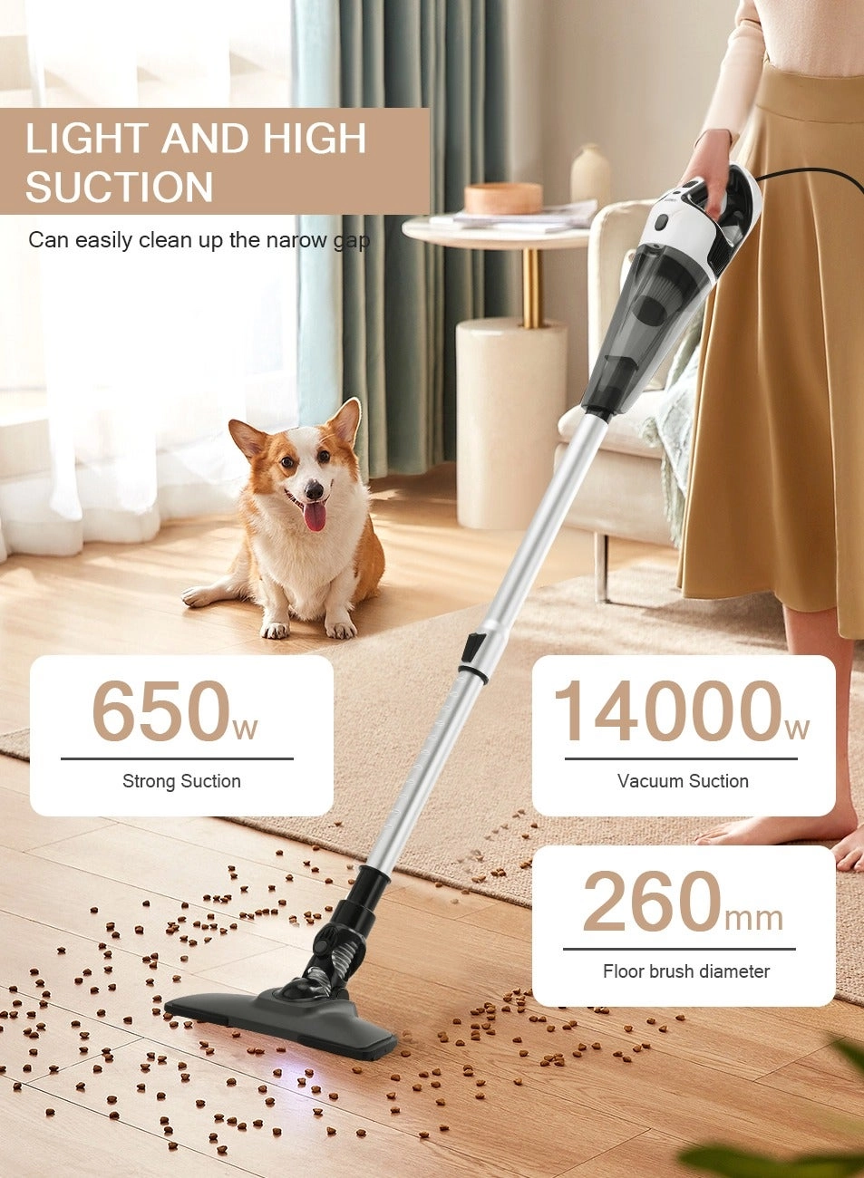 Corded Stick Vacuum Cleaner - 2-in-1 Handheld