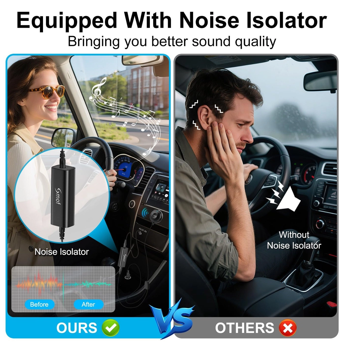 Bluetooth Car Adapter - 3.5mm AUX Hands-Free Calls Dual Connection