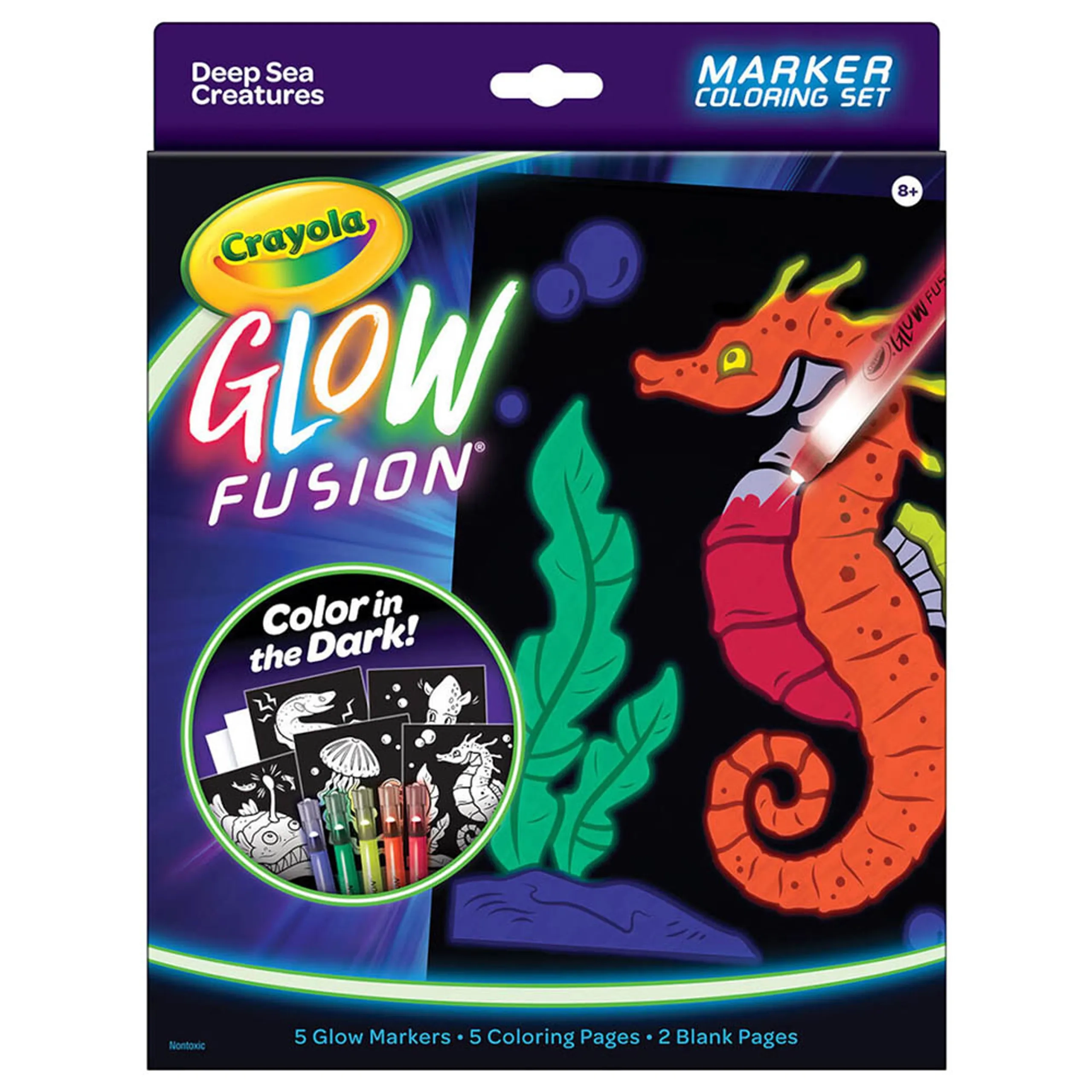 Crayola Glow Fusion Marker Colouring Set - 5 pieces Red Orange Yellow Green Blue