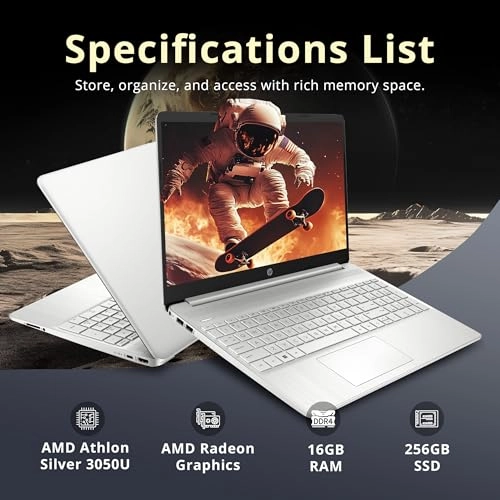 Laptop Computer - 15.6'' Athlon Silver 3050U 16GB 256GB SSD