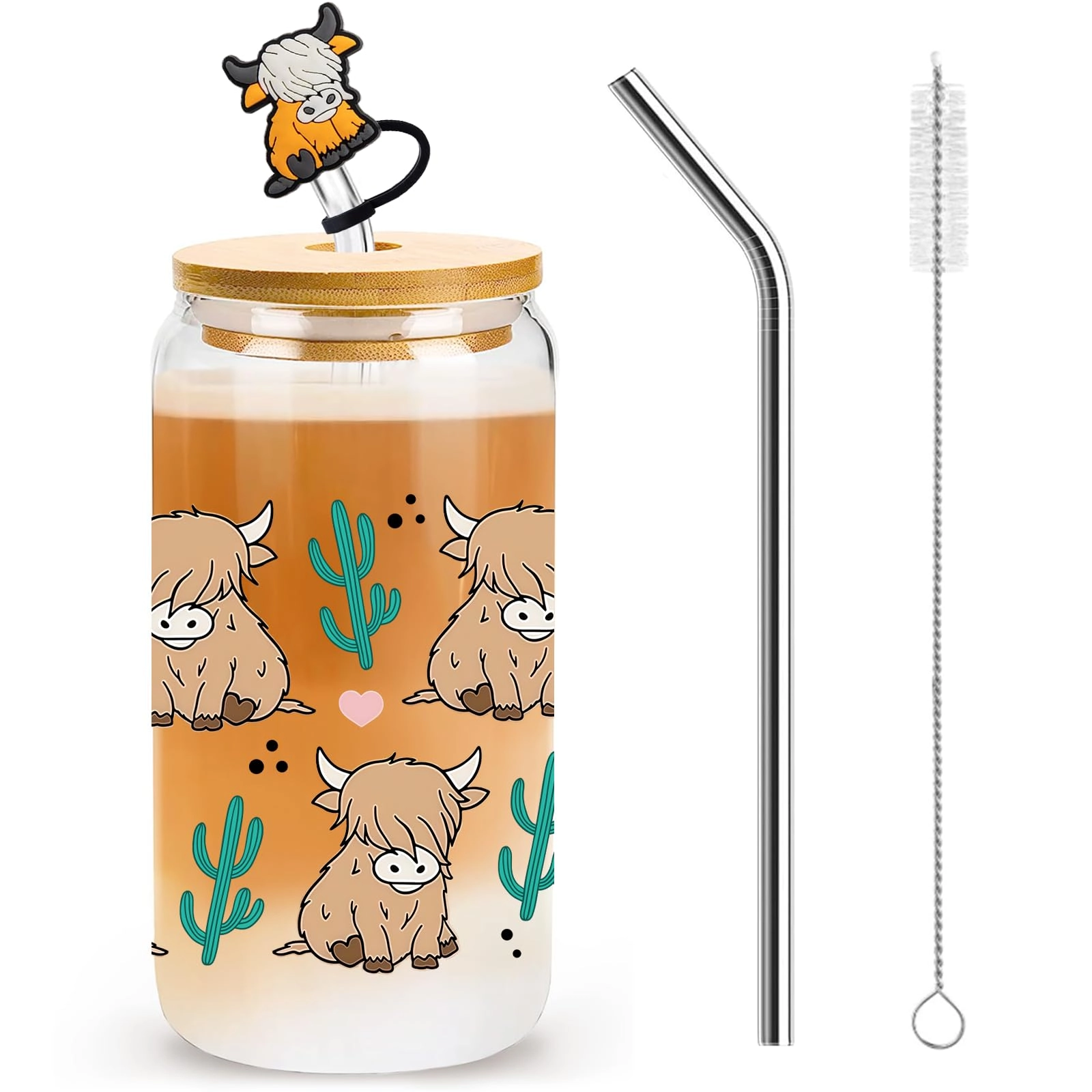 Nymora Highland Cow Glass Tumbler - 1 pcs Gift