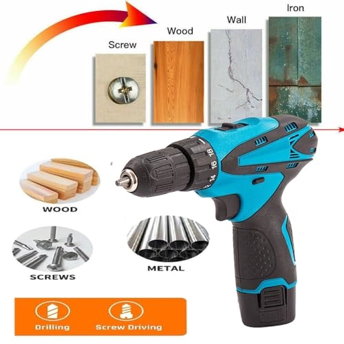 Cordless Screwdriver drill machine - 12V 0-10mm + 1200 mAh Battery + Charging Adapter + Polishing Pad kit - 5 inch