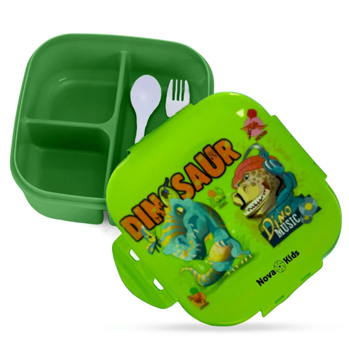 Square Bento Lunch Box - Dino Green 1000ml