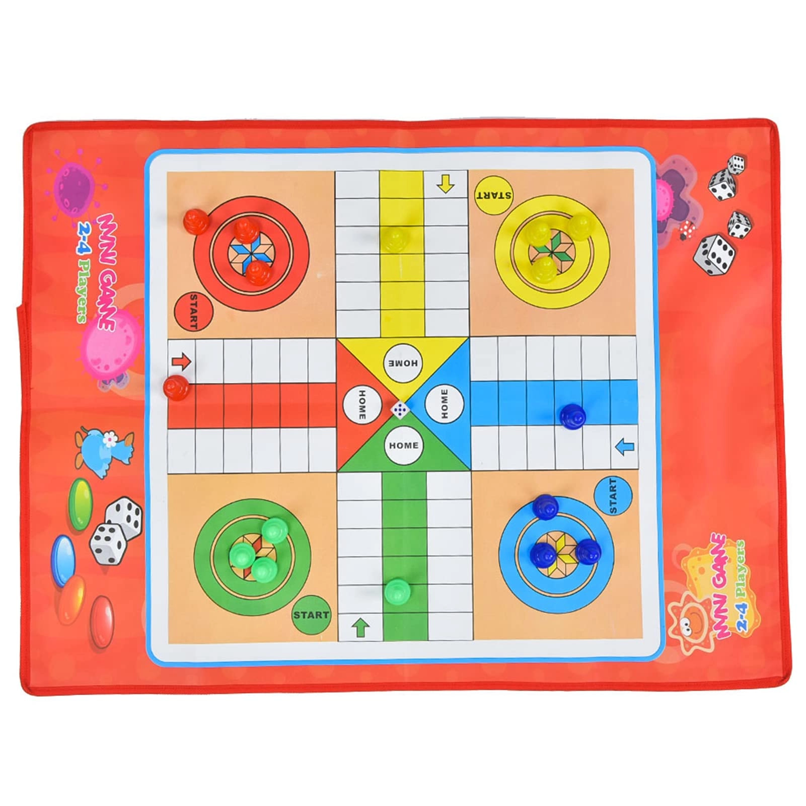 Keenso Ludo Board Set - Non-woven 16 Plastic Pieces & Dice