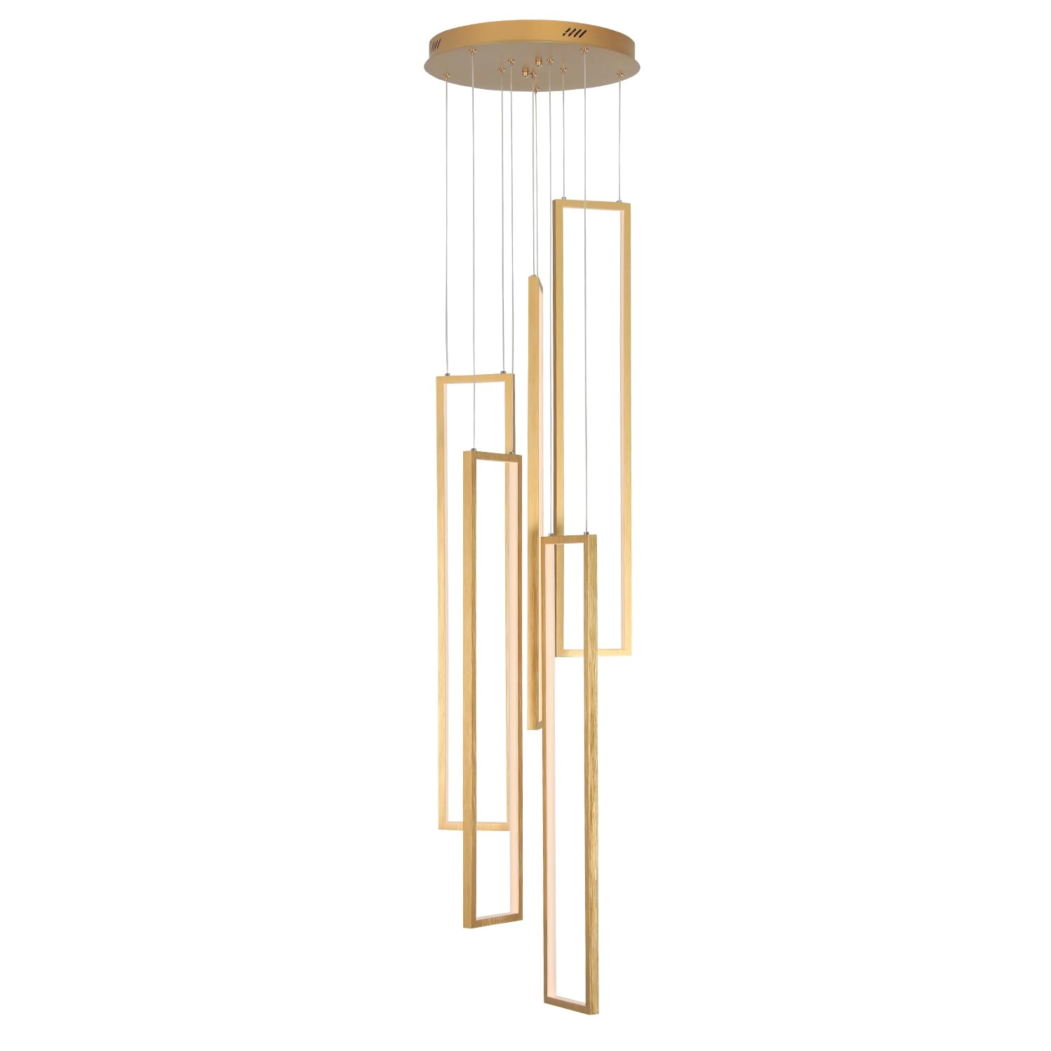 sinolite 5 Lights Modern LED Dimmable Stairs Chandelier - Brush Gold 100 watts Remote Control