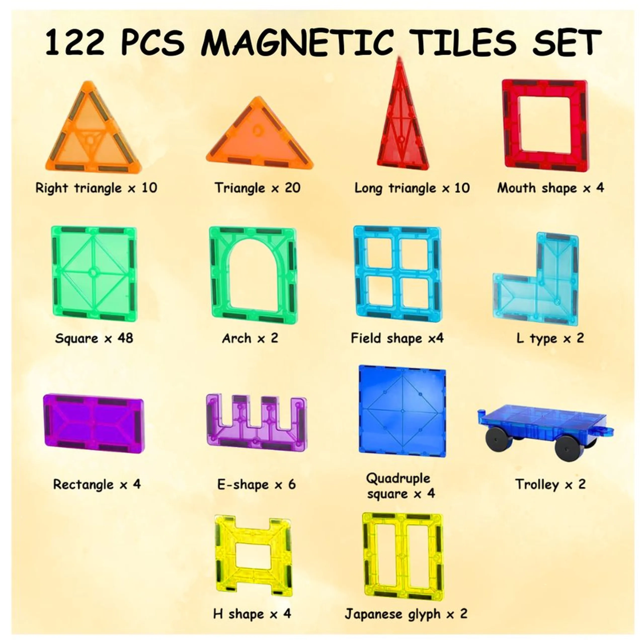 Magnetic Tiles - 122 pcs