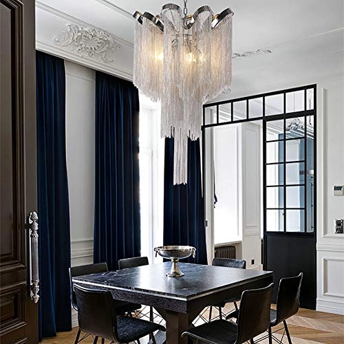 Wavy Tasseled Aluminium Chain Chandelier - 40*65cm 4 Heads