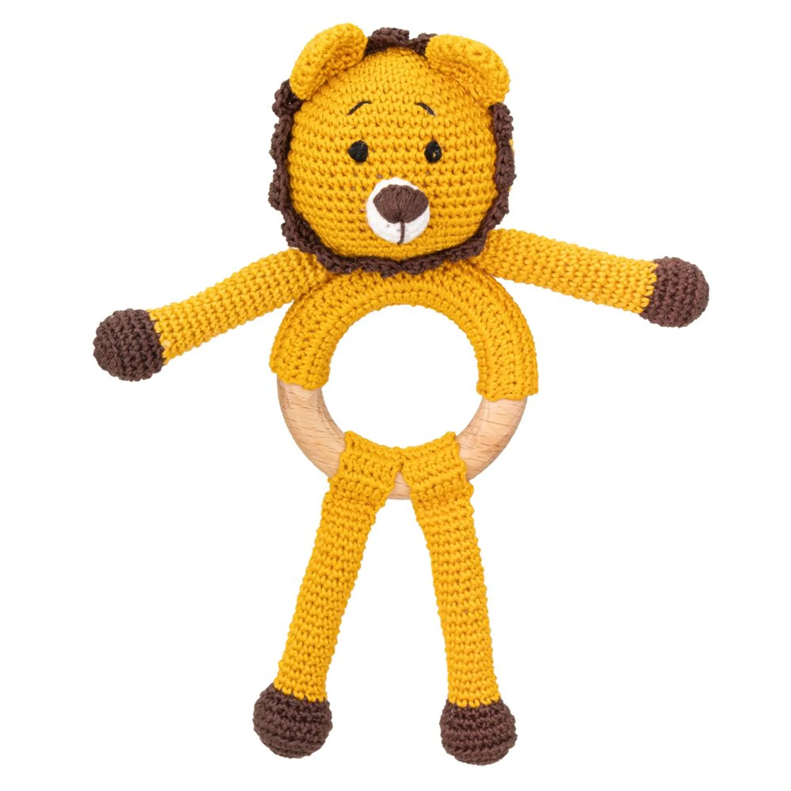 Handcrafted Crochet Toy With Teething Ring - premium cotton yarn