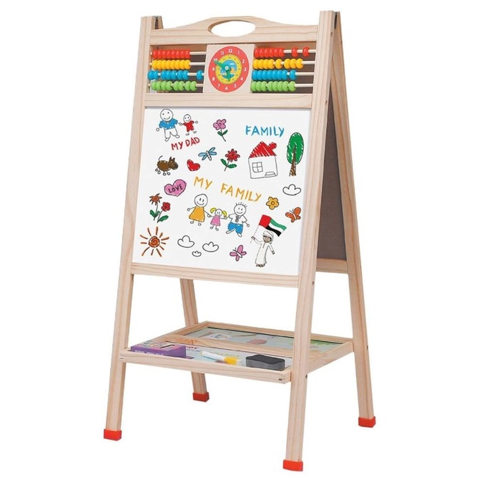 SUNDUS Smart Kids Double Sided Multifunction Drawing Board - 80 x 40 cm Pine Wood