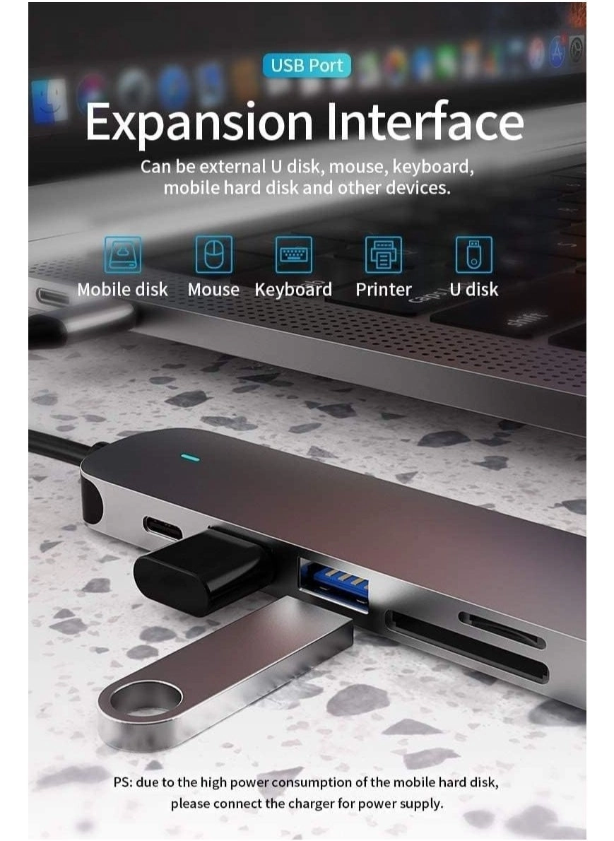 USB C Hub - 4K HDMI 100W PD SD/TF Card Reader