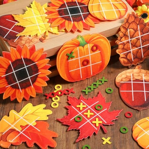 Pumpkin Maple Tic Tac Toe - 24 Fall Party Favors Pack