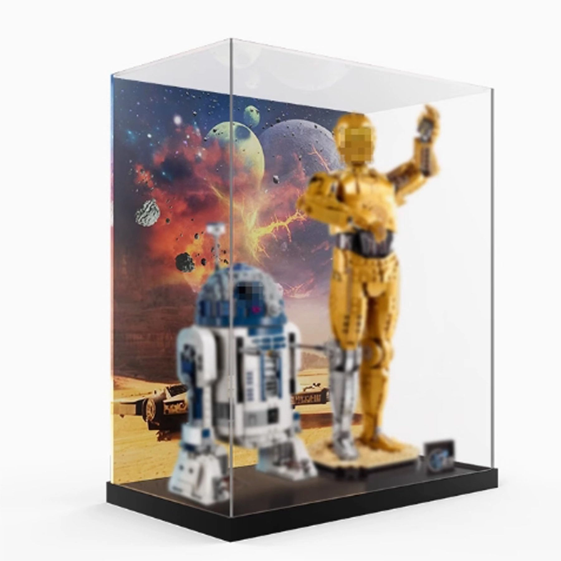 CHIFENMS Acrylic Display Box - Compatible with 75398+75379 Clear With Black Accents