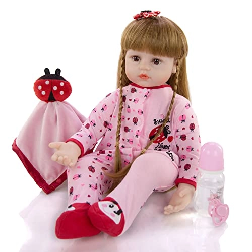 Reborn Baby Doll - 24 Inch Vinyl Cotton Body Pink Yarn Skirt Ages 3+